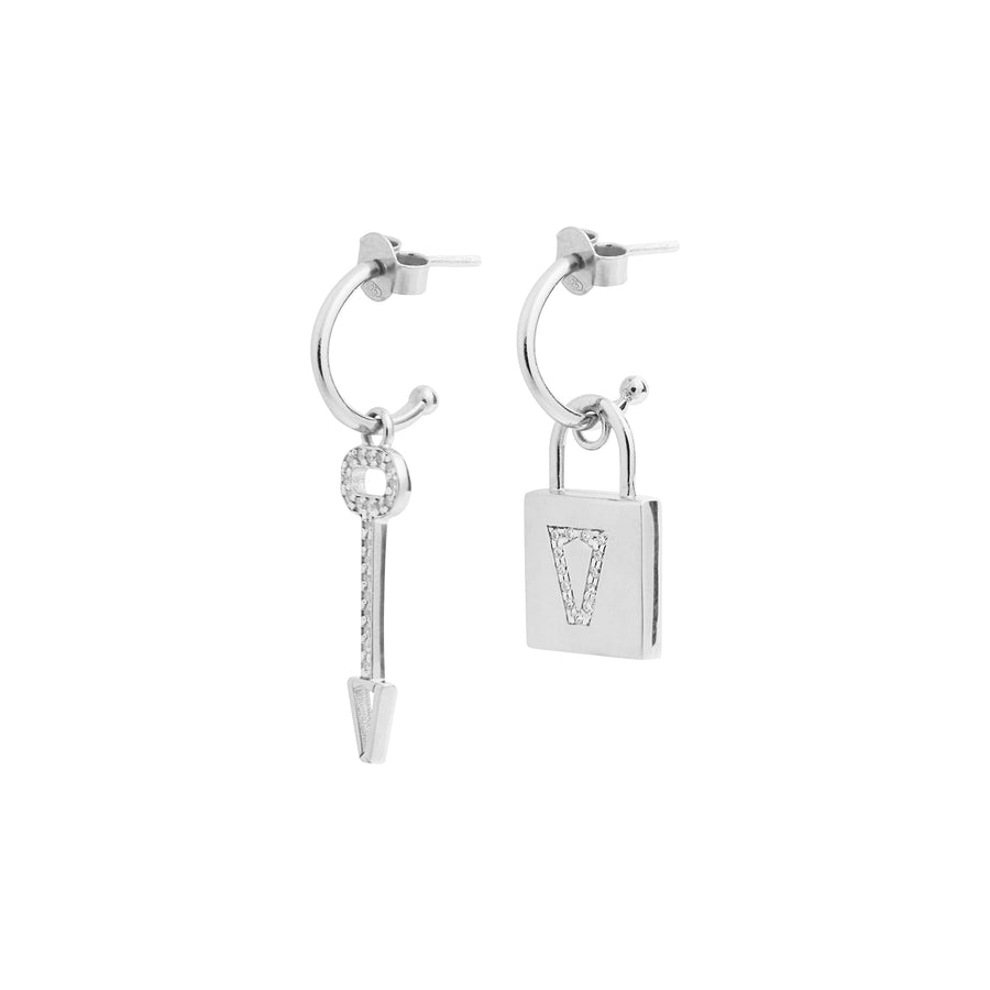 LOCK EARRINGS SILVER